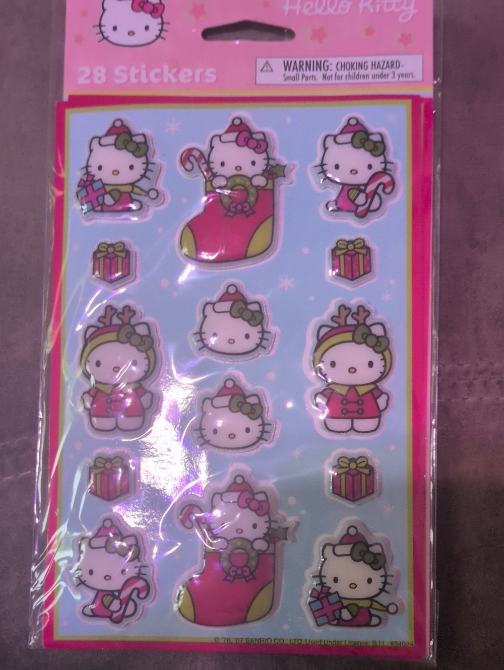 Hello Kitty Pink & Green Holiday Sticker Sheet - 28 Stickers